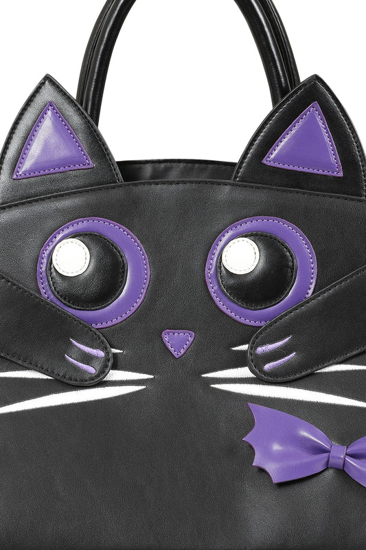 Black/Purple MYSTIC CAT HANDBAG