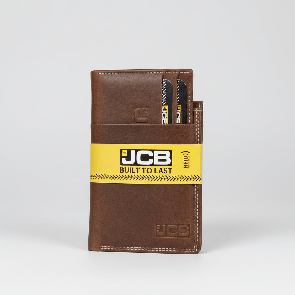 JCB RFID Stylish Men’s Black Leather Wallet with Pull-Out Separate Card Holder in Gift Box