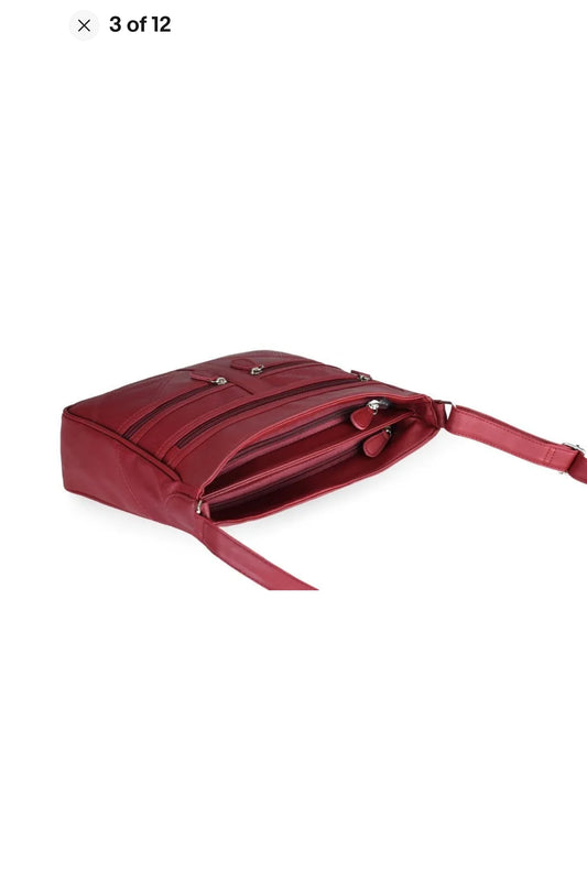 Ladies Organiser Handbag Long Shoulder Strap Bag Across Cross Body Compartments