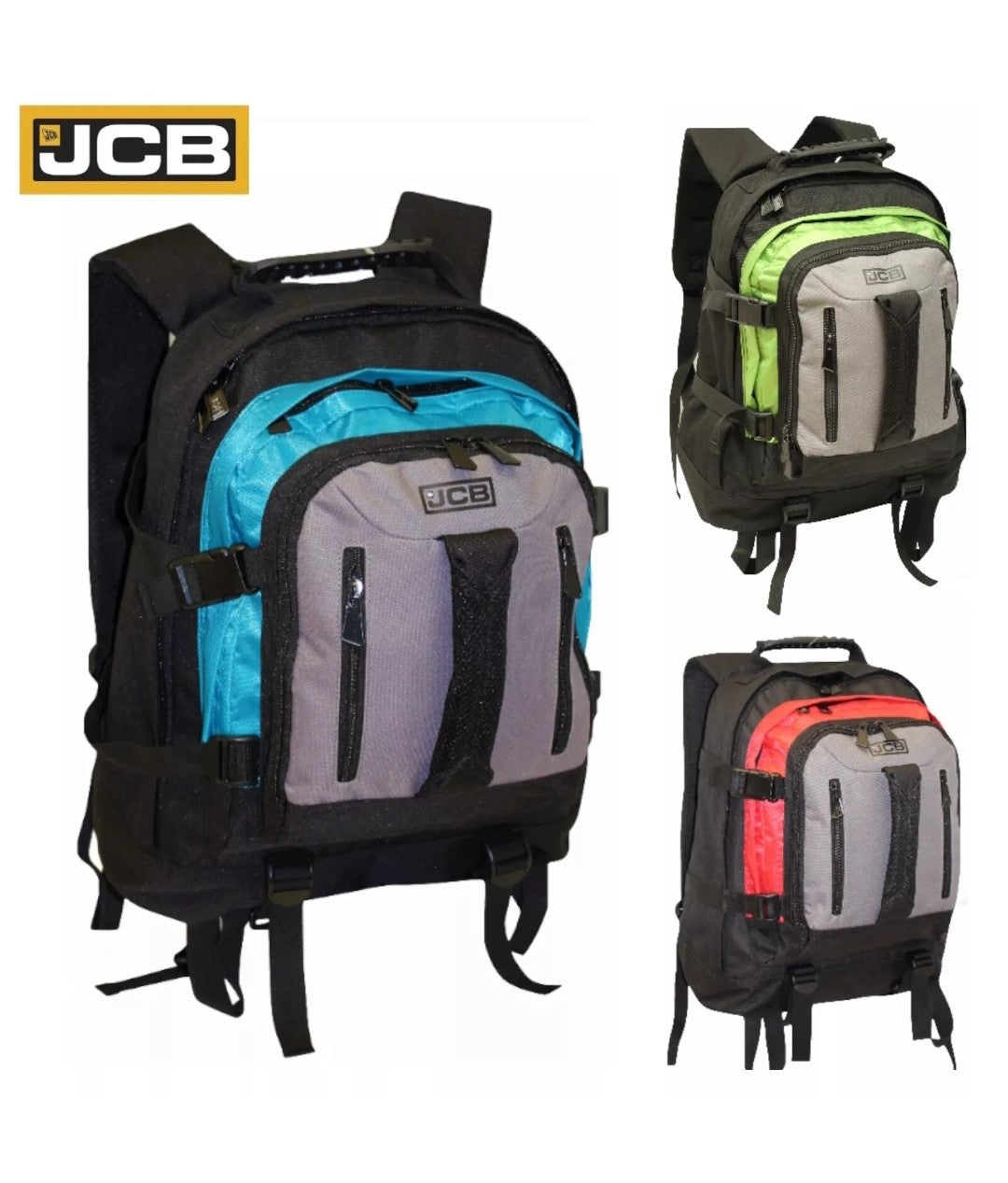 JCB HEavy Duty Backpack, Work Travel Rucksack Multi Zip Pocket