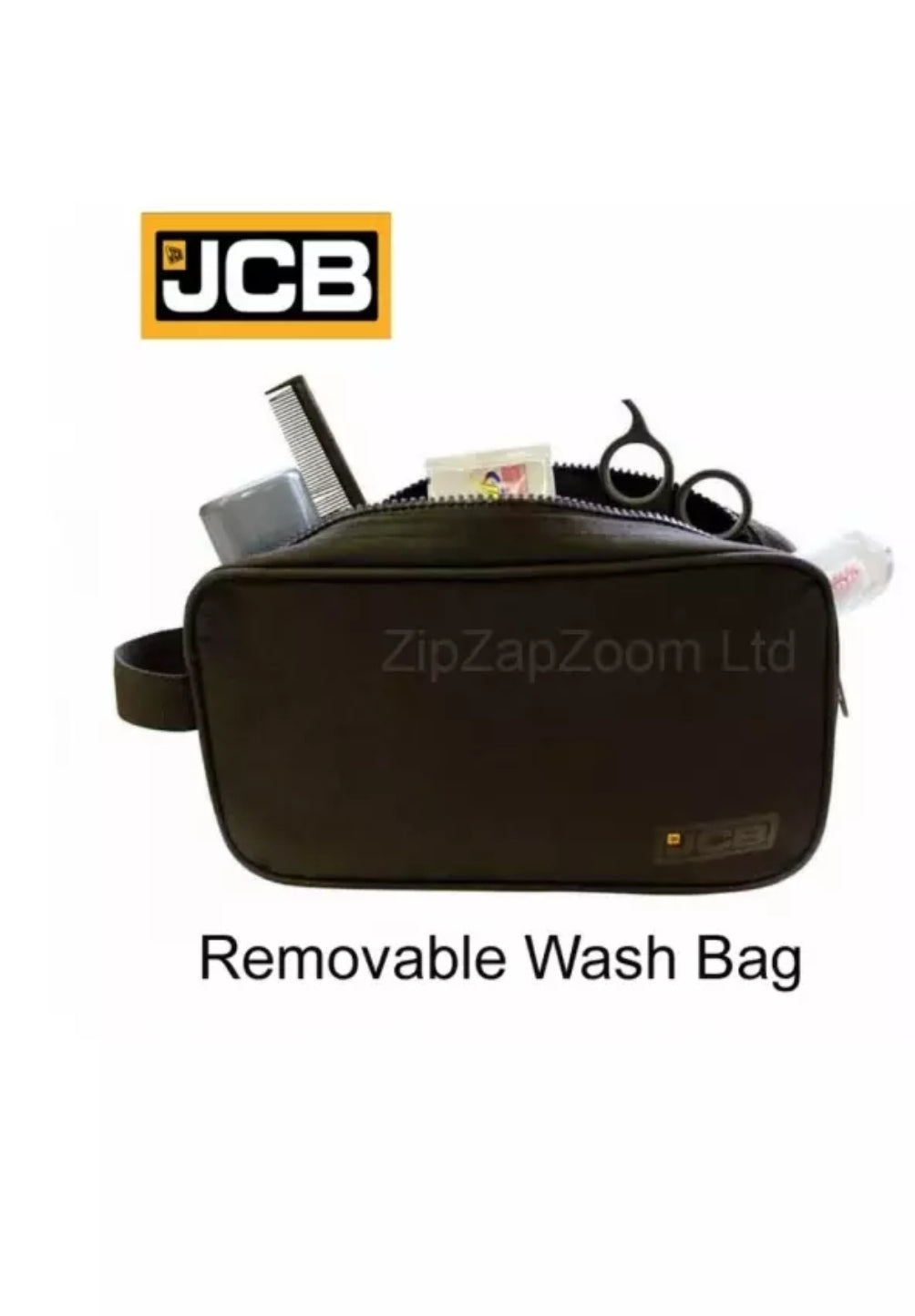 Mens JCB WASH BAG Travel Hanging Gents Toiletry Shower Shaving Case Black UK