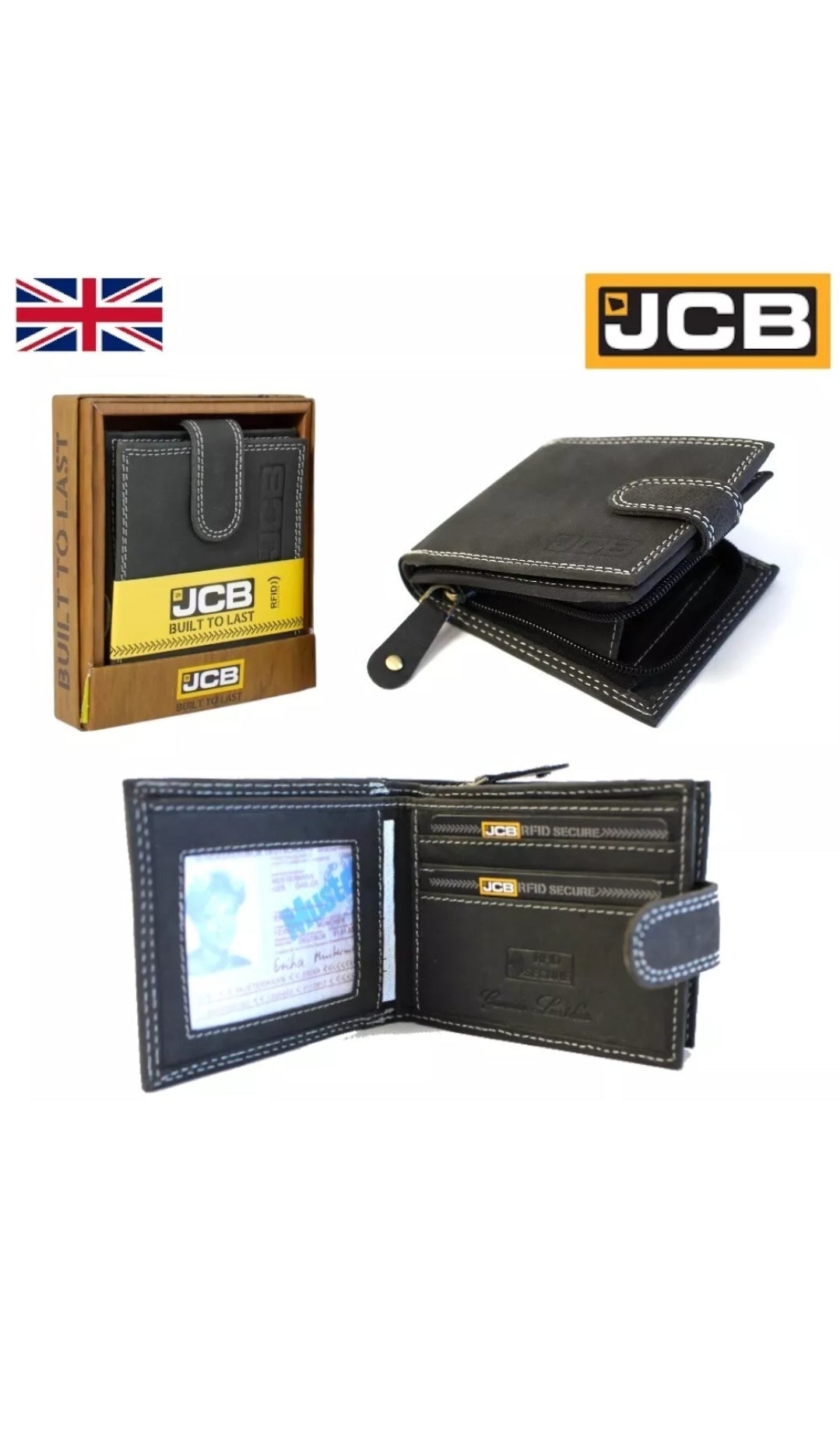 JCB RFID Leather Wallet with Coin Pocket – Men's Bifold Card Holder, Gift Boxed