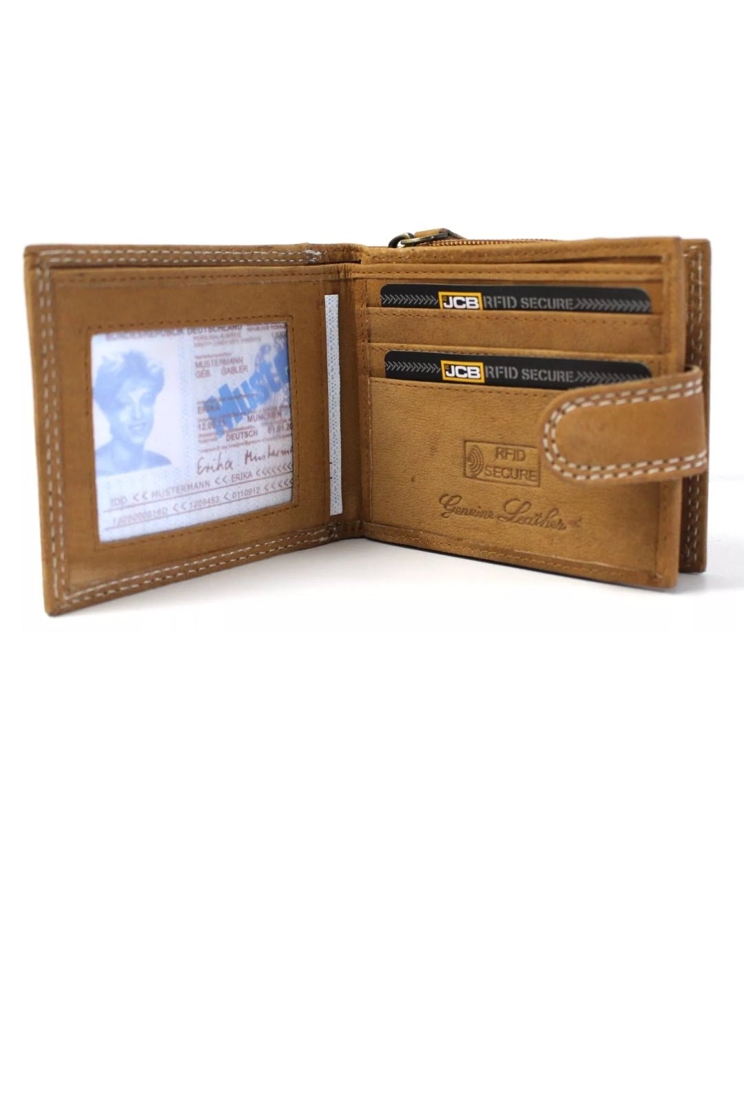 JCB RFID Leather Wallet with Coin Pocket – Men's Bifold Card Holder, Gift Boxed