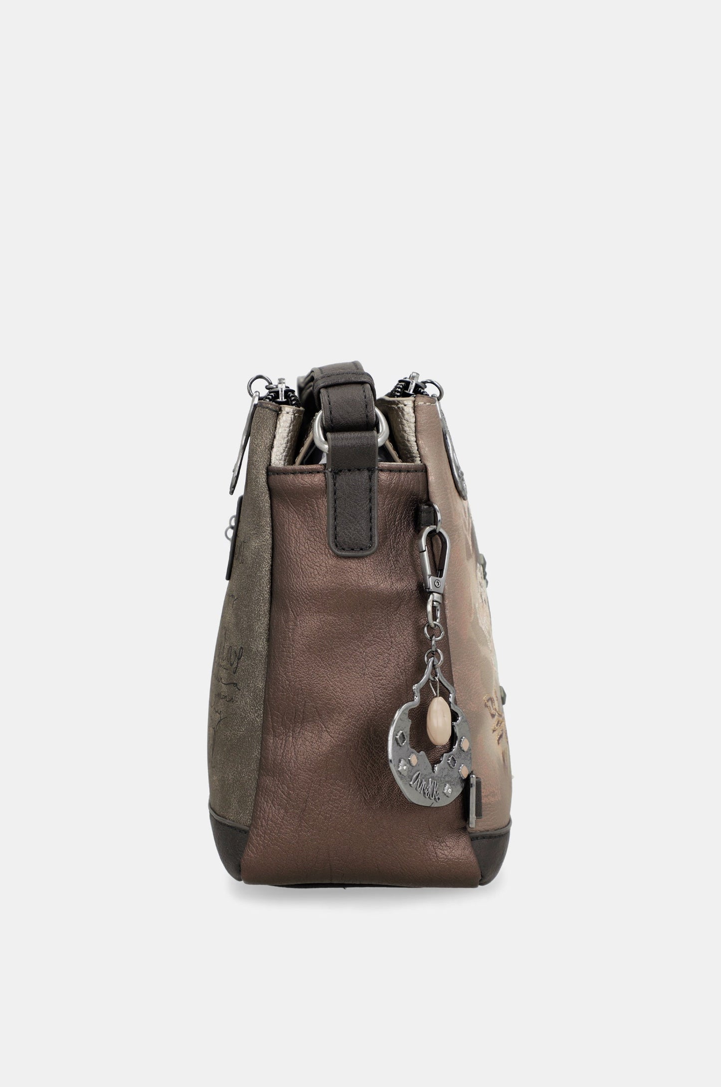 Real 3-compartment printed crossbody
