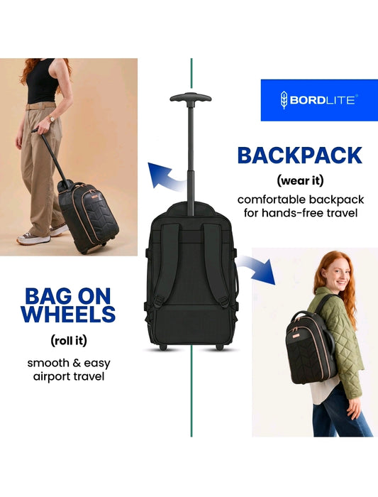 Ryanair Free Underseat Wheeled Bag 40x25x20cm 2in1 Backpack Trolley Holdall