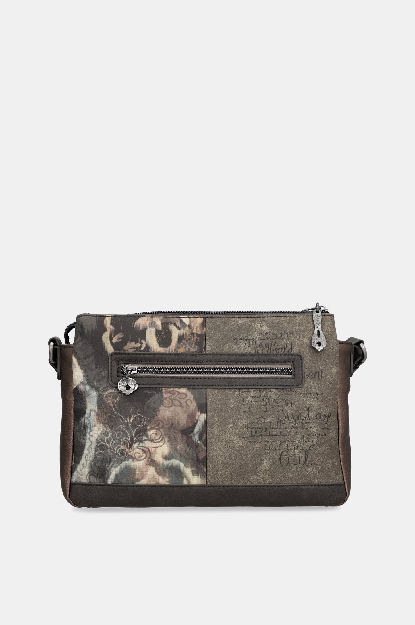 Real 3-compartment printed crossbody