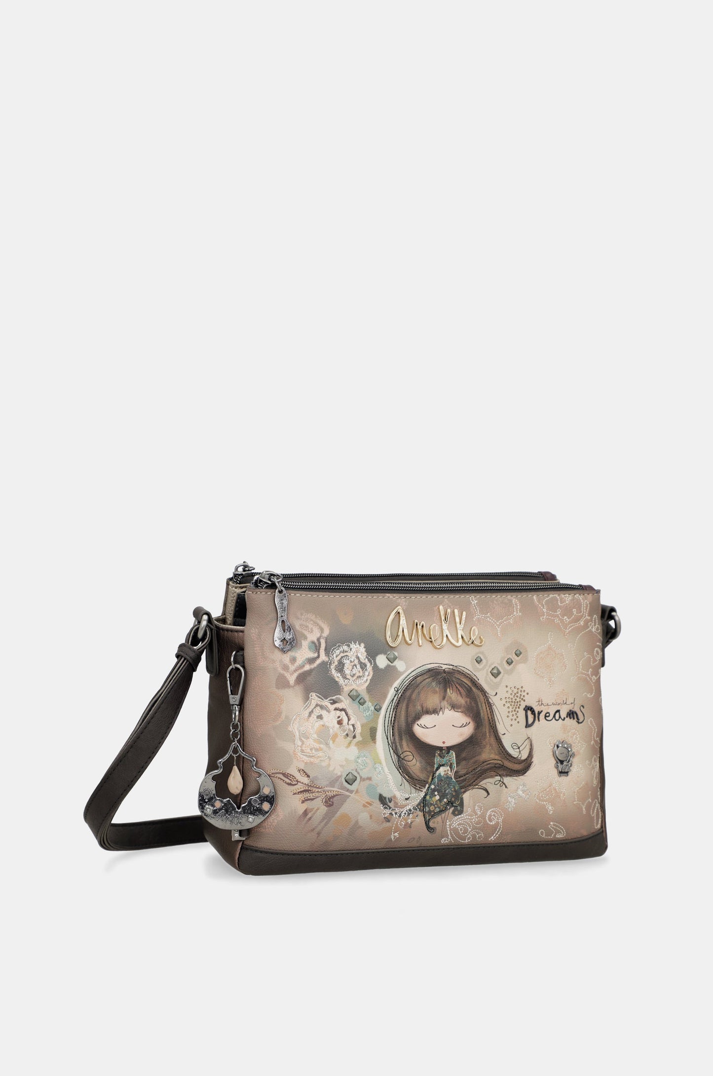 Real 3-compartment printed crossbody
