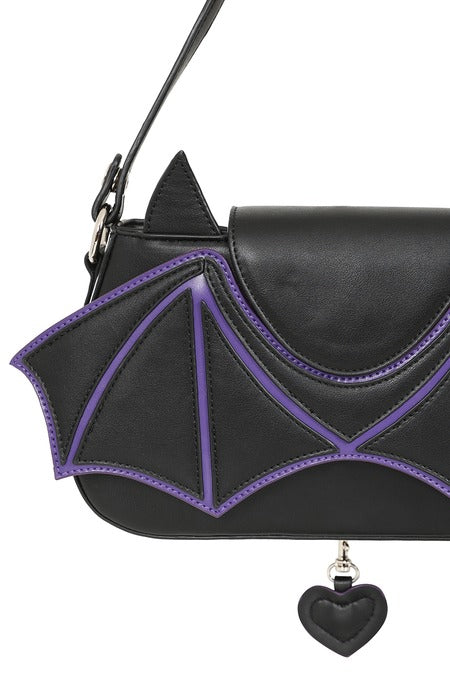 Black/Purple BATWING CHARM HANDBAG