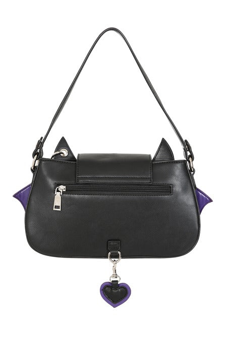Black/Purple BATWING CHARM HANDBAG