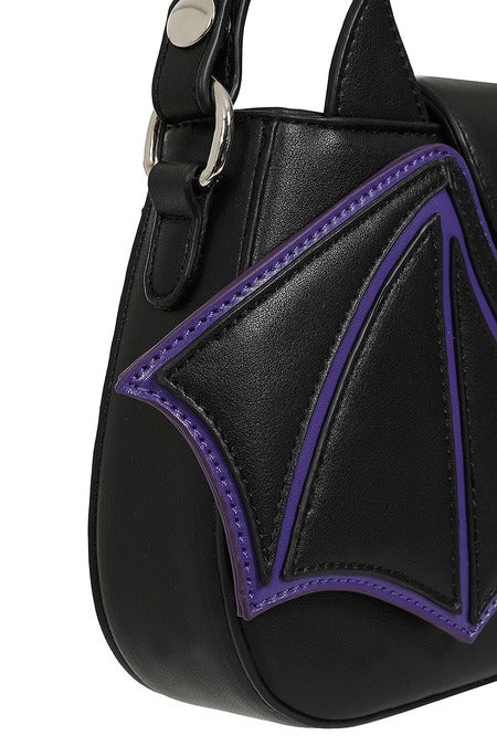 Black/Purple BATWING CHARM HANDBAG