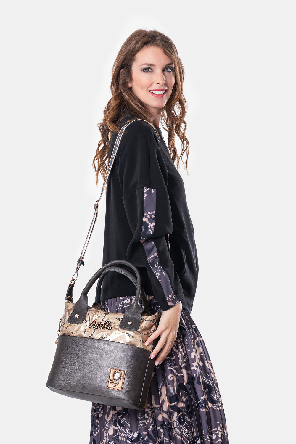 Intentions handle bag with shoulder strap