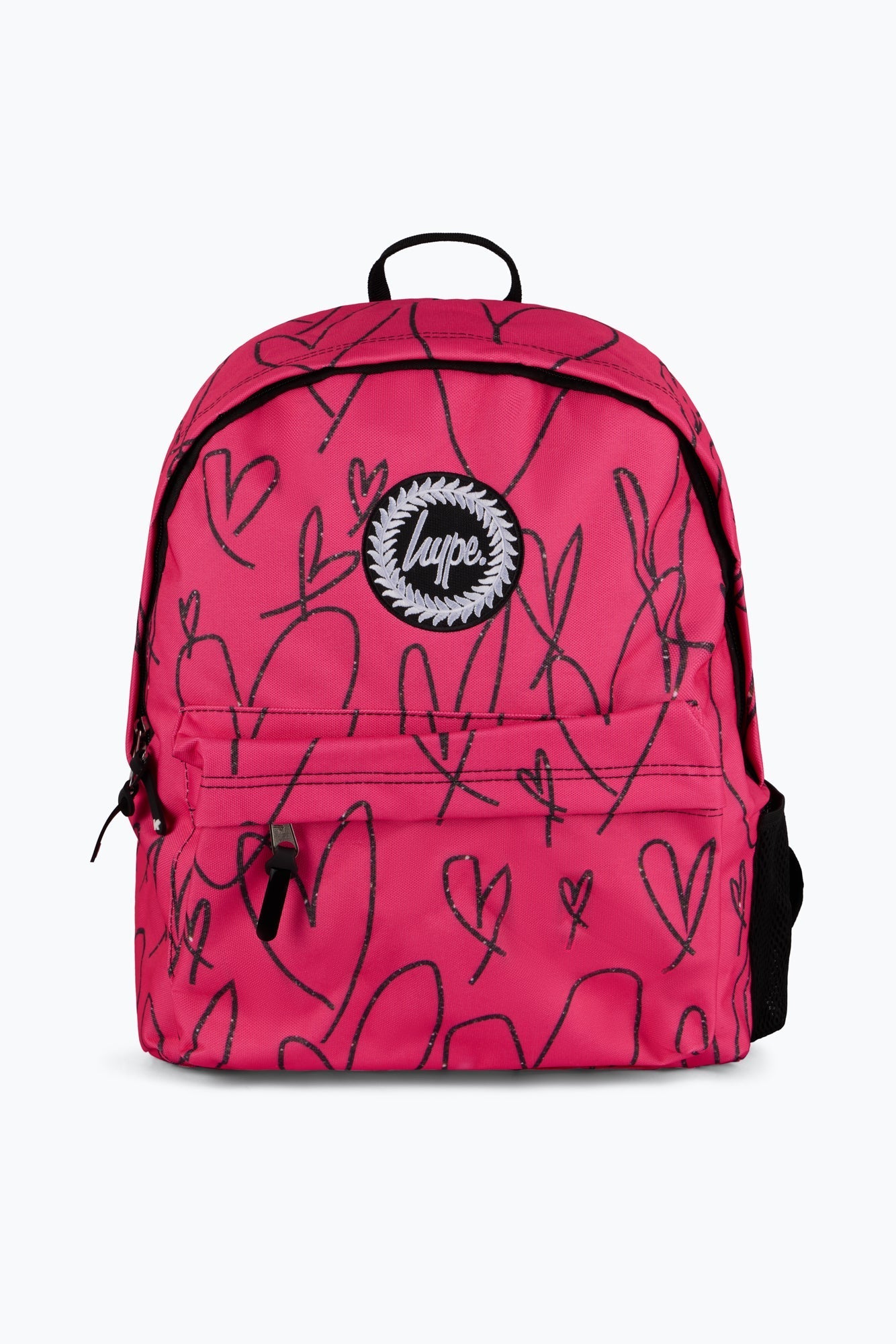 Hype Unisex Pink/Black Scribble Hearts Backpack