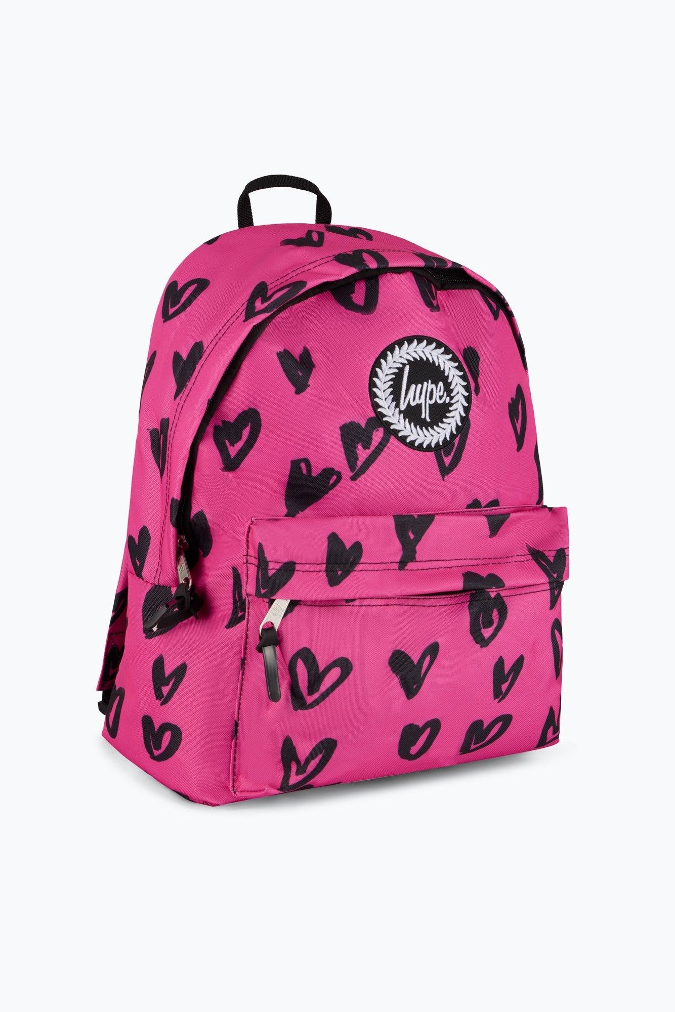 Hype Unisex Pink/Black Glitter Scribble Hearts Backpack