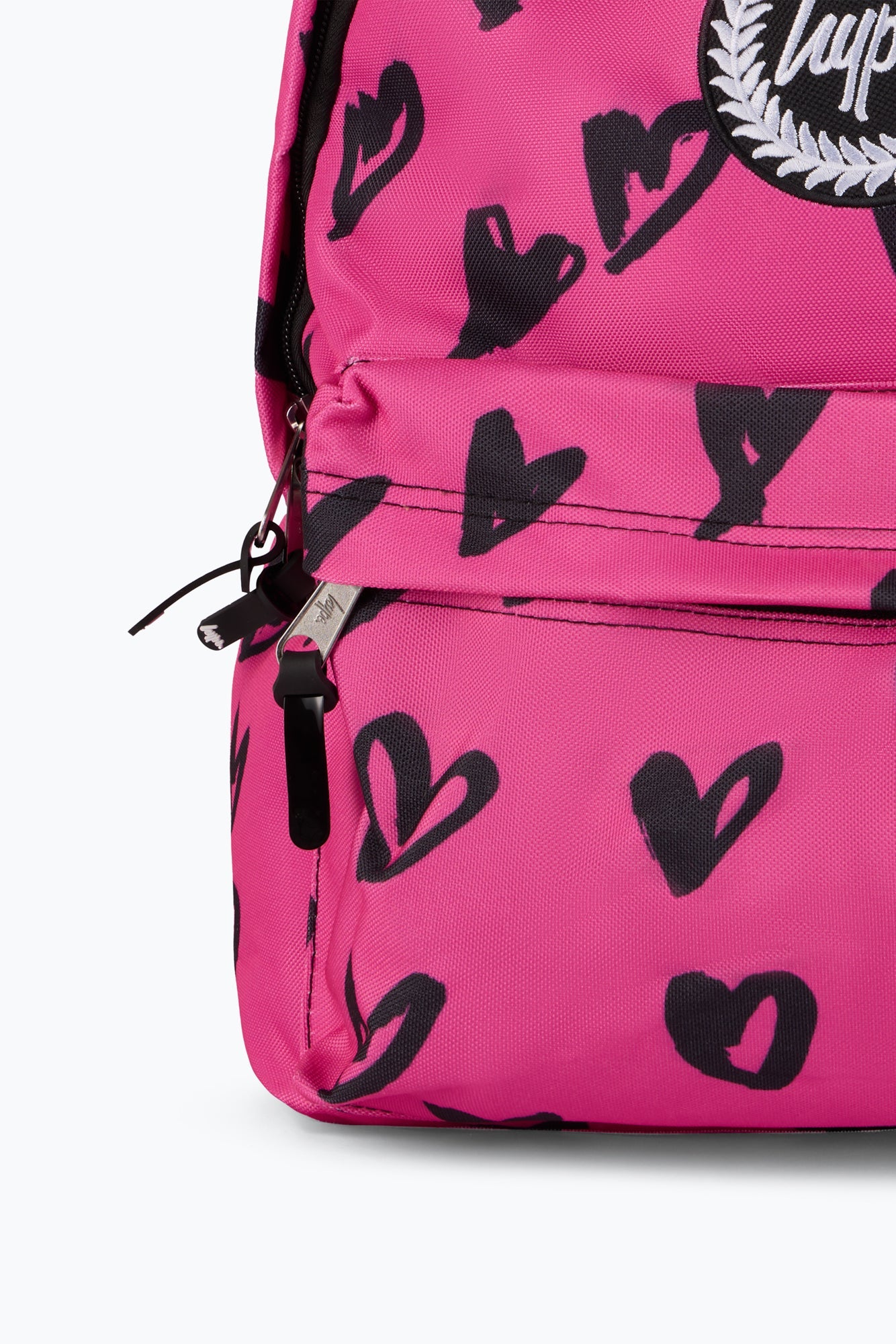 Hype Unisex Pink/Black Glitter Scribble Hearts Backpack