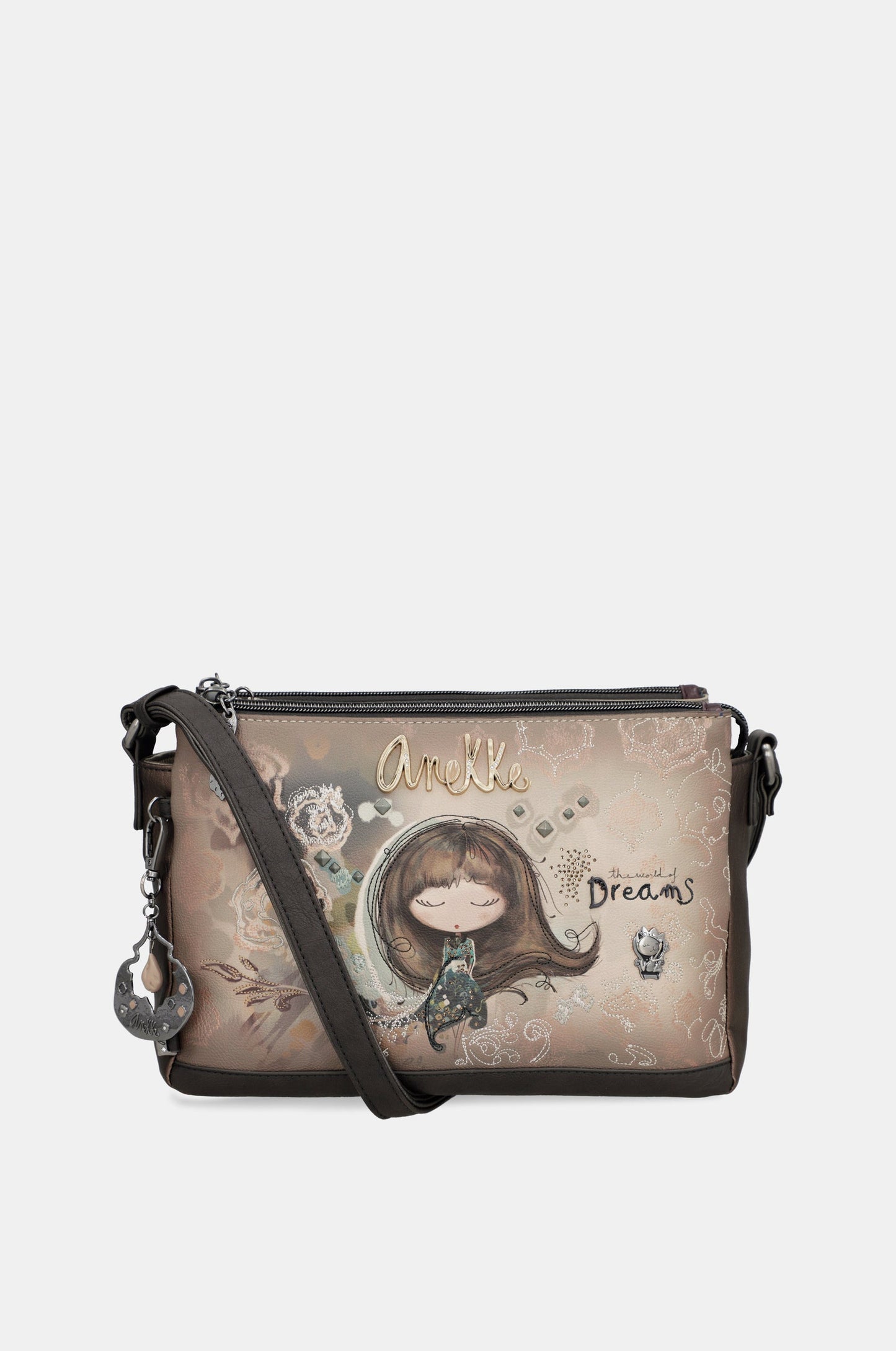 Real 3-compartment printed crossbody
