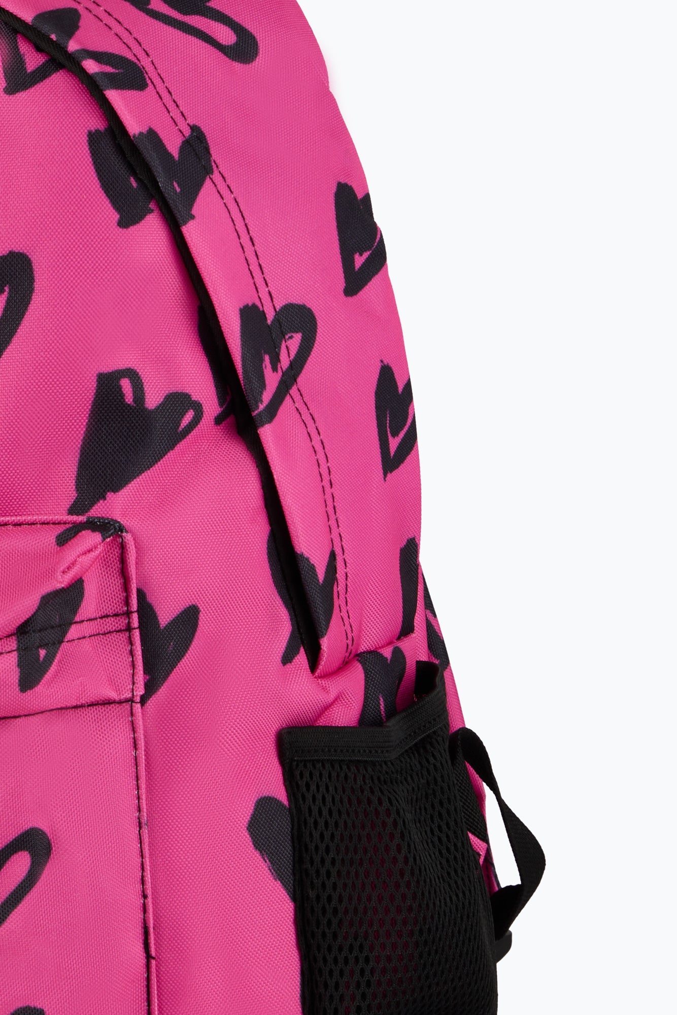 Hype Unisex Pink/Black Glitter Scribble Hearts Backpack