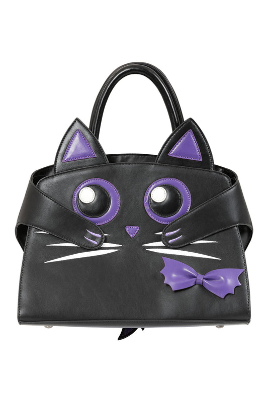 Black/Purple MYSTIC CAT HANDBAG