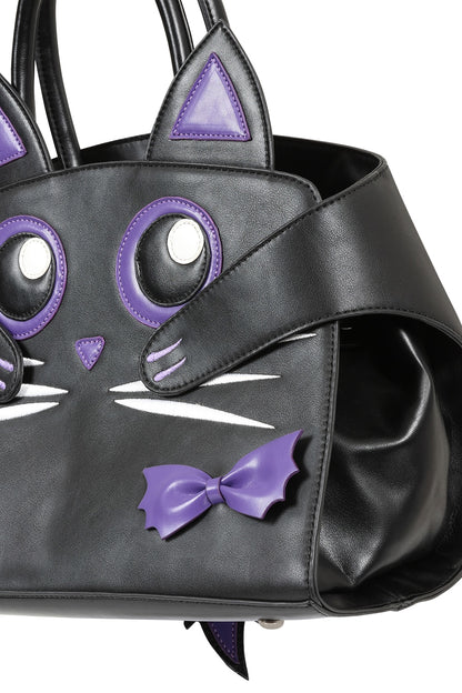 Black/Purple MYSTIC CAT HANDBAG