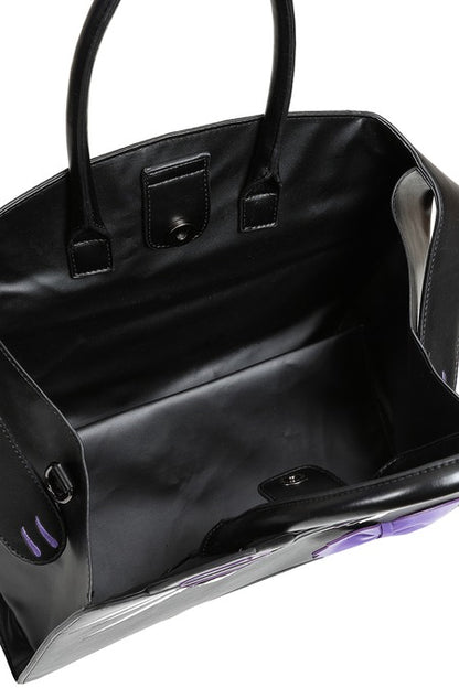 Black/Purple MYSTIC CAT HANDBAG