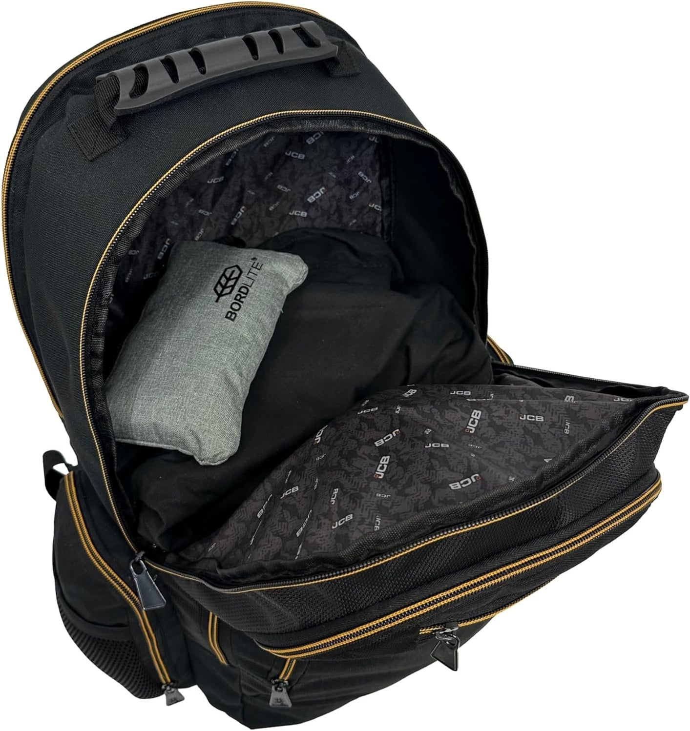 JCB Workmen’s Multi Pocket Backpack Rucksack- Black / Grey, Black / Yellow