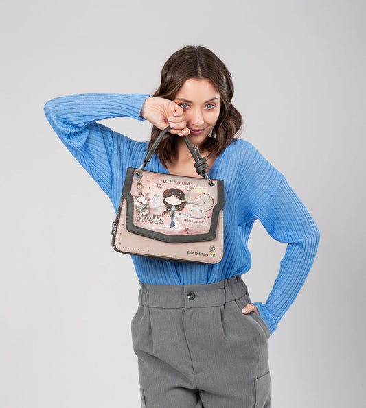 Peace & Love pink flap bag
