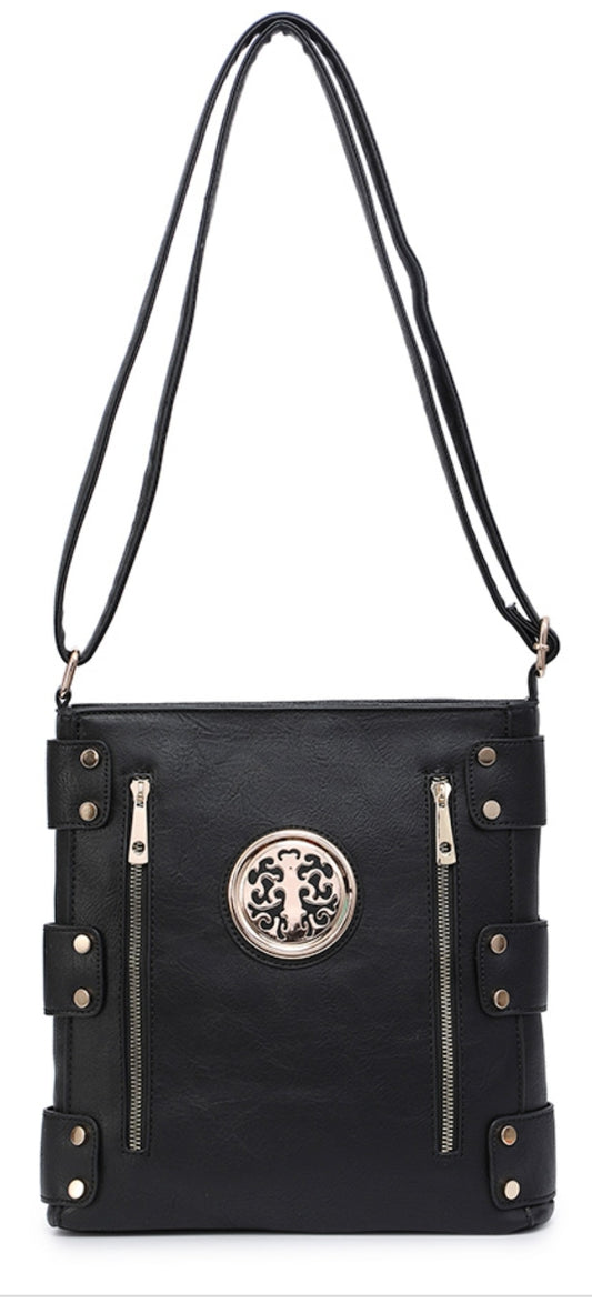 Cross body bag with tree of life motif