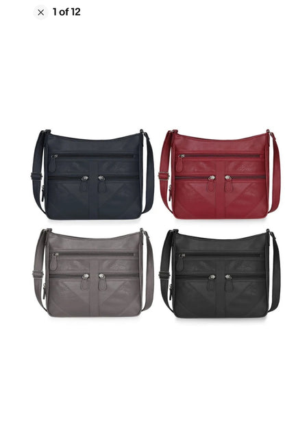 Ladies Organiser Handbag Long Shoulder Strap Bag Across Cross Body Compartments