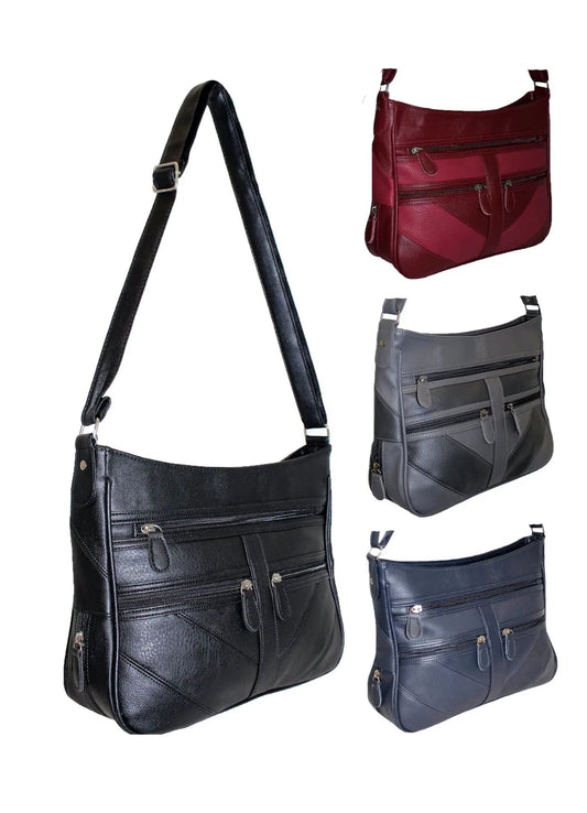 Ladies Organiser Handbag Long Shoulder Strap Bag Across Cross Body Compartments