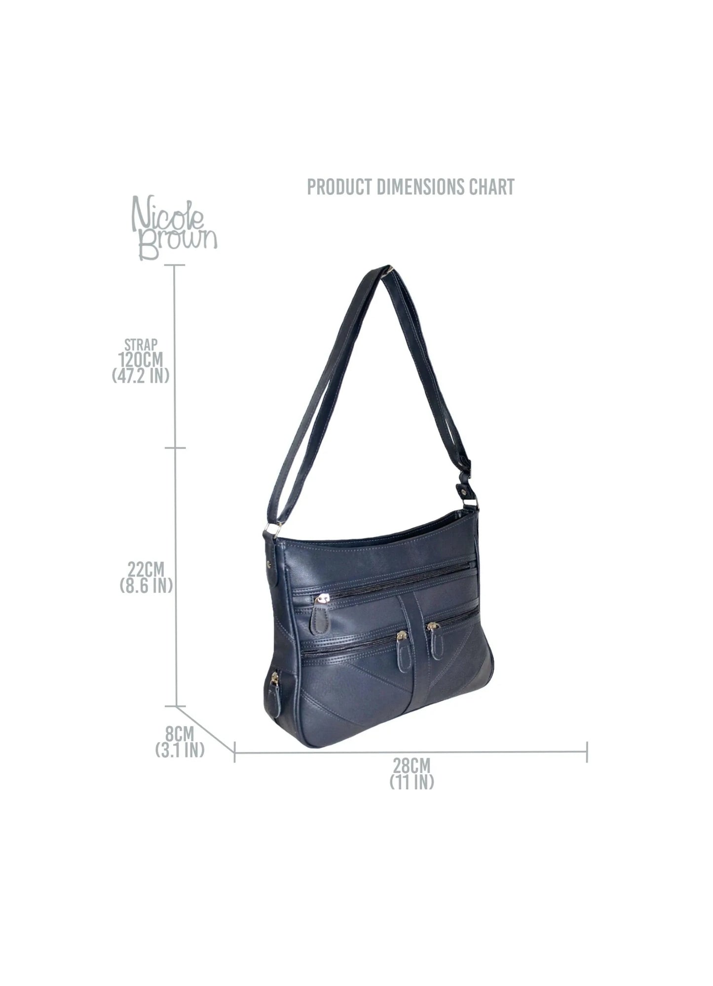 Ladies Organiser Handbag Long Shoulder Strap Bag Across Cross Body Compartments