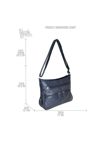 Ladies Organiser Handbag Long Shoulder Strap Bag Across Cross Body Compartments