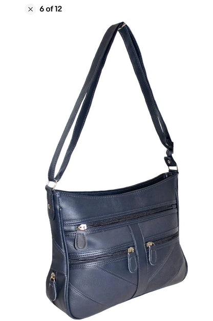 Ladies Organiser Handbag Long Shoulder Strap Bag Across Cross Body Compartments