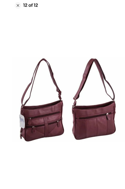 Ladies Organiser Handbag Long Shoulder Strap Bag Across Cross Body Compartments