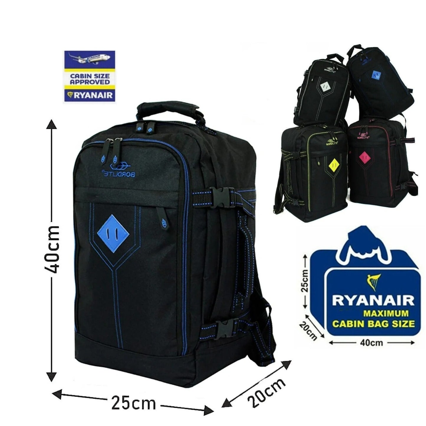 TRAVEL BACKPACK/CABIN BAG RYANAIR APPROVED 40X25X20cm UNDER SEAT (NEW IN!)
