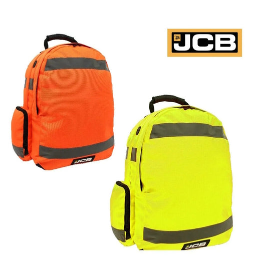 JCB - Hi Viz Backpack, Work Rucksack, High Visibility Safety Rucksack, Reflect