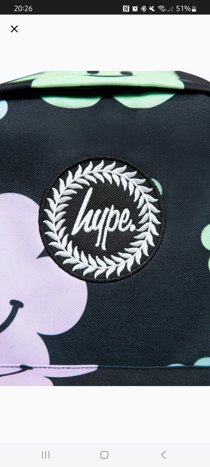 *NEW* Hype Girls Iconic Black Happy Flower Backpack