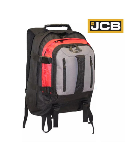 JCB HEavy Duty Backpack, Work & Travel Rucksack Multi Zip Pocket Fishing Hiking