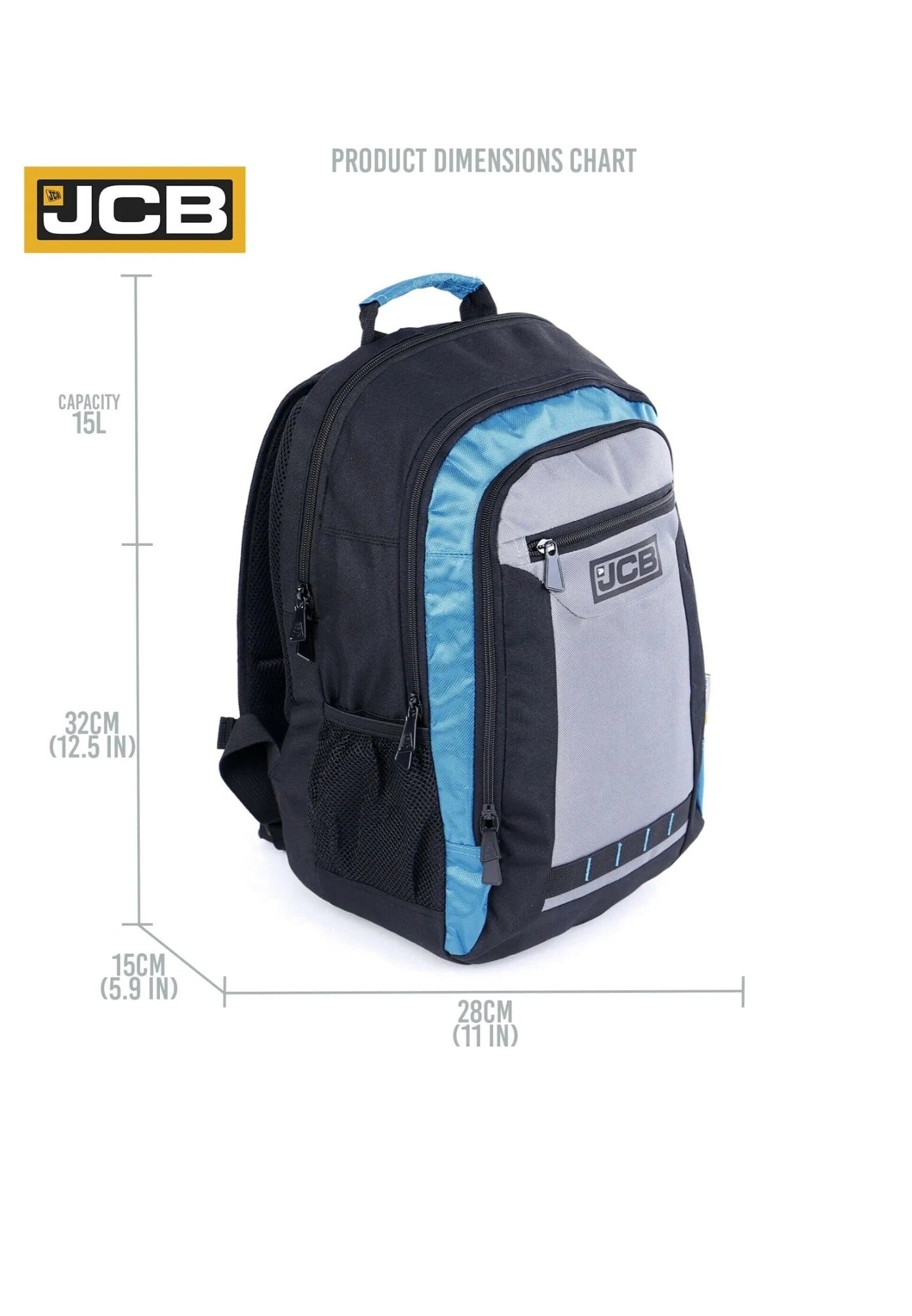 Large Backpack Rucksack JCB Multi Zip Pocket Fishing Hiking Travel Heavy Duty