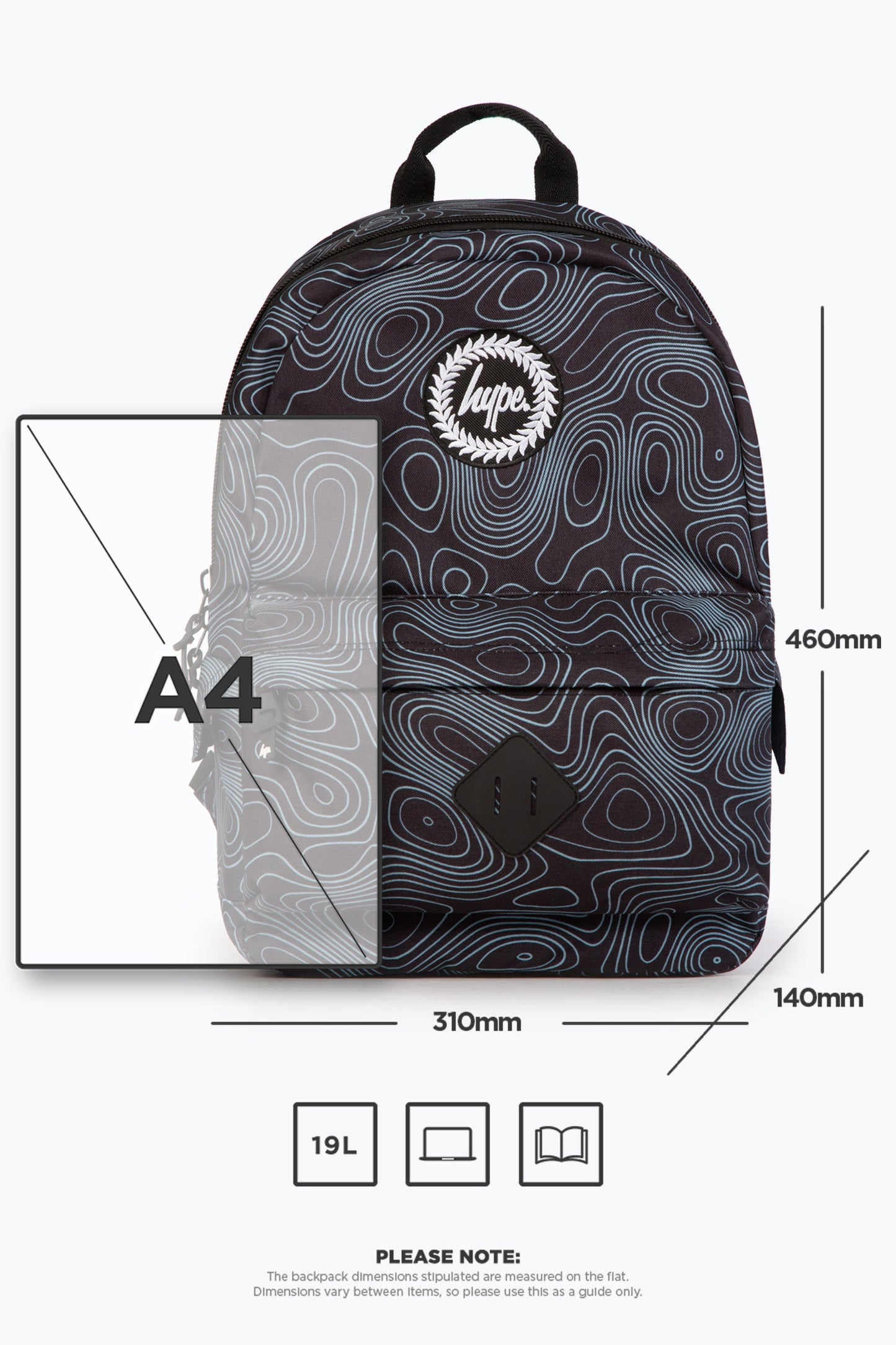 HYPE BLACK TOPOGRAPHIC BACKPACK