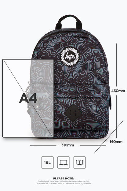 HYPE BLACK TOPOGRAPHIC BACKPACK