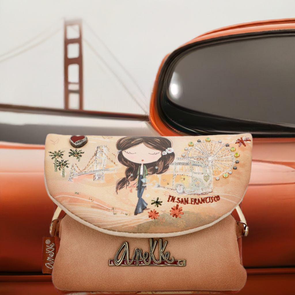 Peace & Love camel coin purse with flap