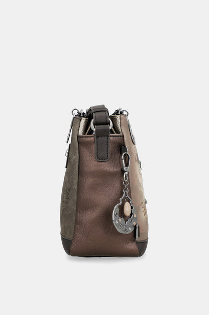 Real 3-compartment printed crossbody
