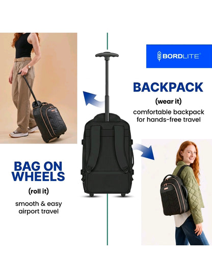 Ryanair Free Underseat Wheeled Bag 40x25x20cm 2in1 Backpack Trolley Holdall