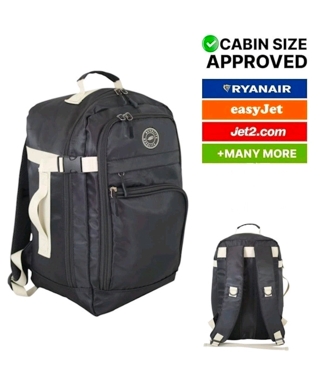 RYANAIR 40x20x25 Underseat Backpack Cabin Bag Nylon Travel Rucksack EasyJet.