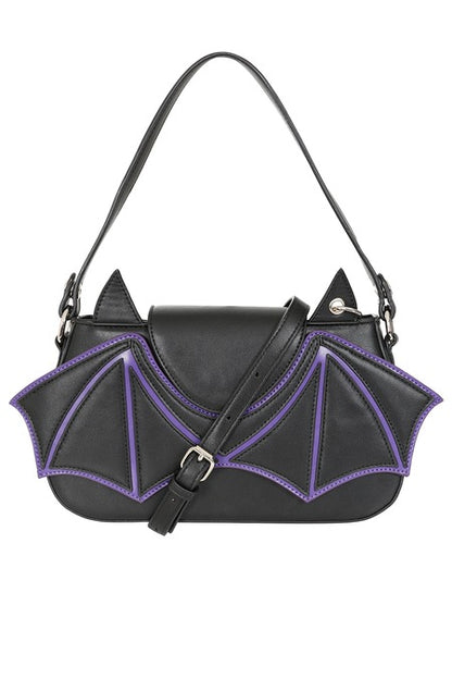 Black/Purple BATWING CHARM HANDBAG