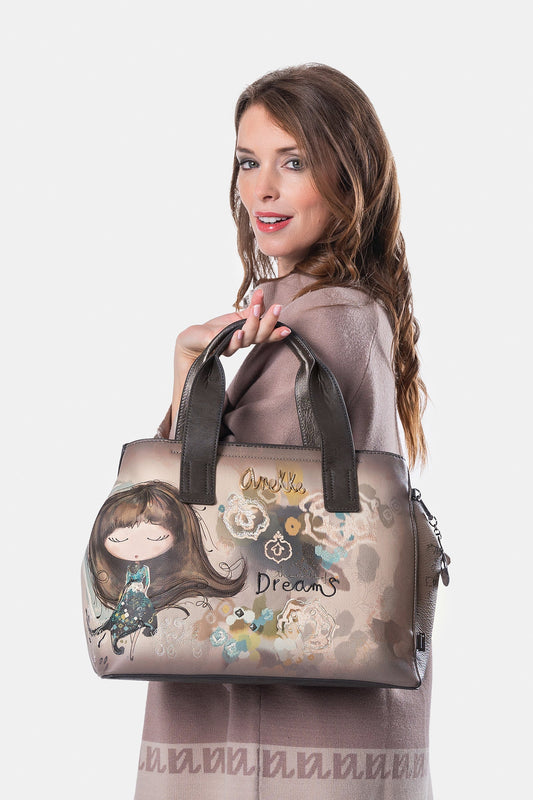 Real handbag with shoulder strap