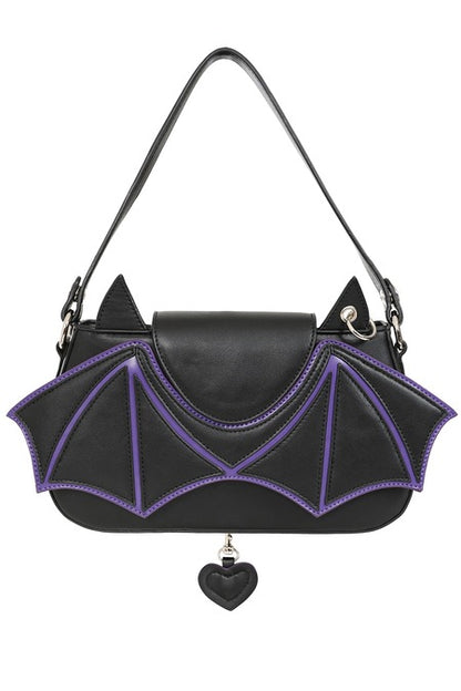 Black/Purple BATWING CHARM HANDBAG