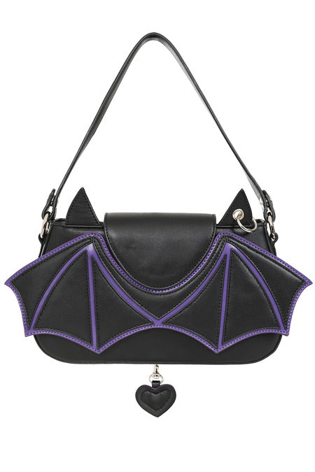 Black/Purple BATWING CHARM HANDBAG