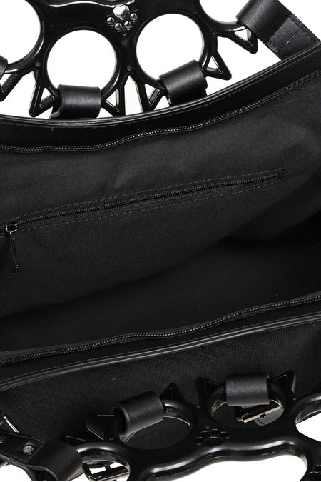Black Iron Halo Knuckle Top Handle Bag