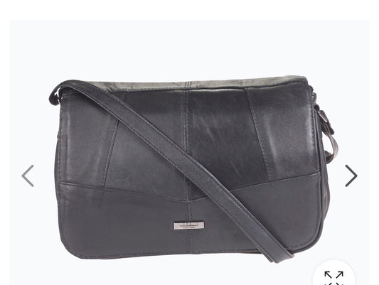 Lorenz Sheep Nappa Flapover Bag with 3 Inner Zips, Back Zip & Side Zip Pocket