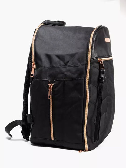EASYJET under seat backpack 45x36x20cm in Black with rose gold trim.